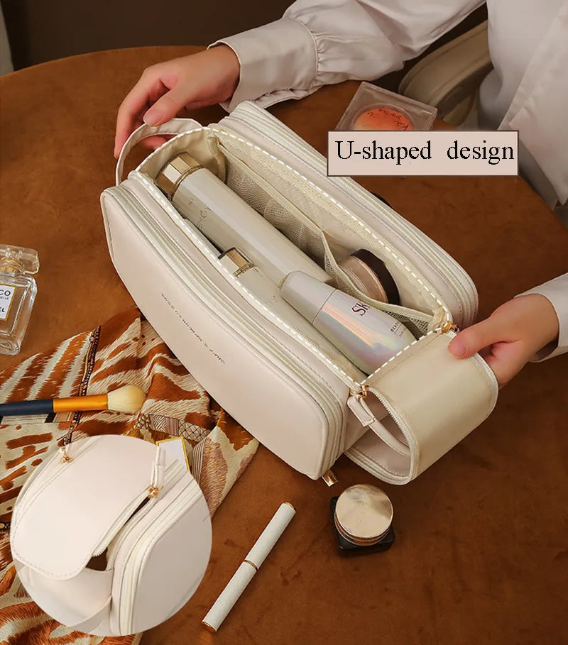 Three-Layer U-Shaped Cosmetic Bag